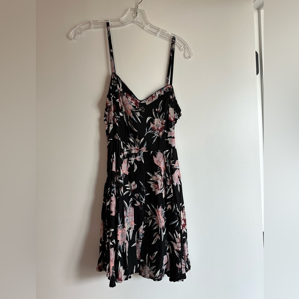 Talula black dress with pink floral print